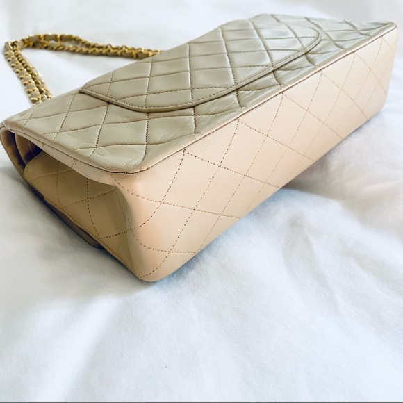 SOLD - Chanel Beige Classic Quilted Medium Double Flap Bag - Picture 4 of 12